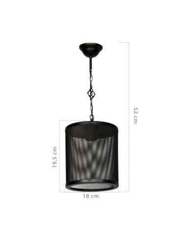 Lampada a sospensione Nadra MDL3857 in metallo reticolato nero