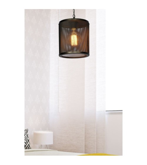 Lampada a sospensione Nadra MDL3857 in metallo reticolato nero