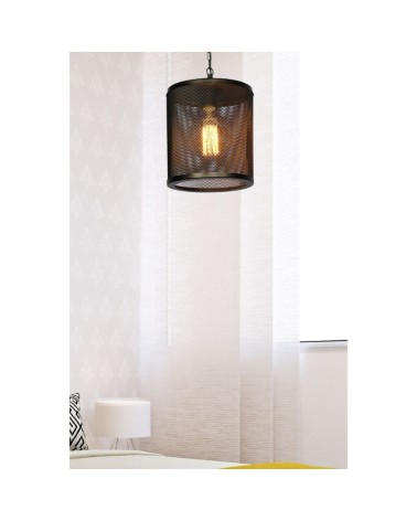 Lampada a sospensione Nadra MDL3857 in metallo reticolato nero