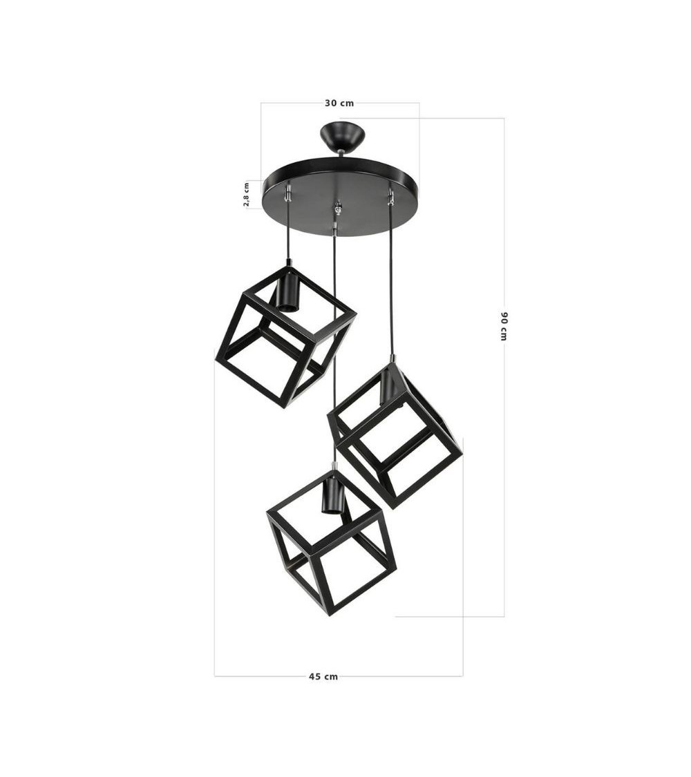 Lampada a sospensione  Agatha MDL3790 3 cubi nero