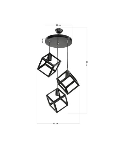 Lampada a sospensione  Agatha MDL3790 3 cubi nero
