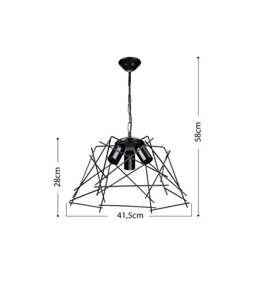 Lampada a sospensione Tena MDL3854 luci in metallo nero asimmetrico
