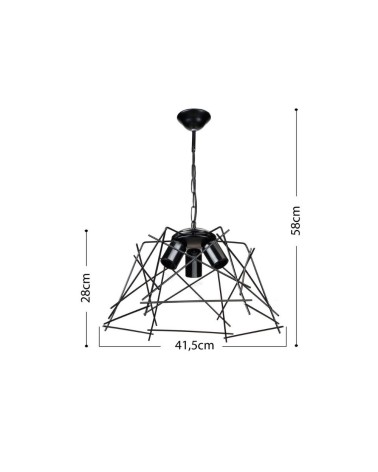 Lampada a sospensione Tena MDL3854 luci in metallo nero asimmetrico
