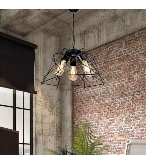 Lampada a sospensione Tena MDL3854 luci in metallo nero asimmetrico