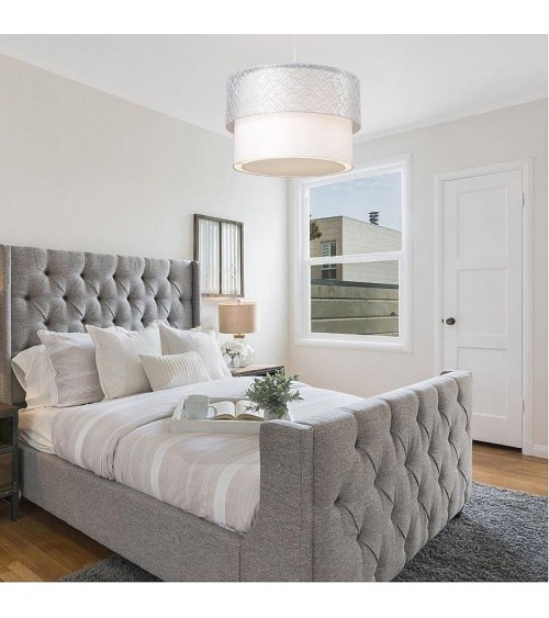 Lampada a sospensione Polo MDL2355 in tessuto grigio