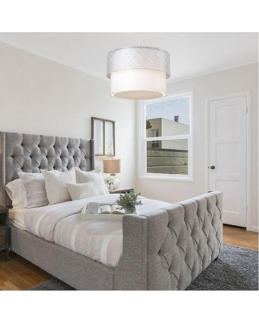 Lampada a sospensione Polo MDL2355 in tessuto grigio