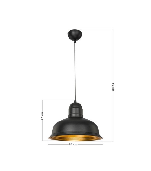 Lampada a sospensione Kumbet MDL3053 metallo nero interno oro