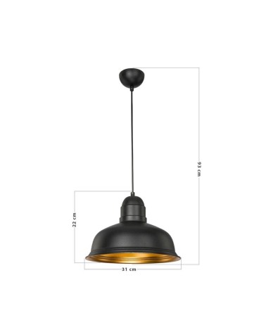 Lampada a sospensione Kumbet MDL3053 metallo nero interno oro