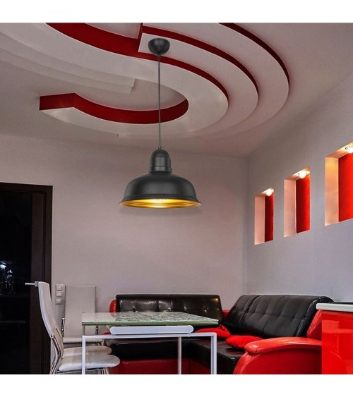 Lampada a sospensione Kumbet MDL3053 metallo nero interno oro