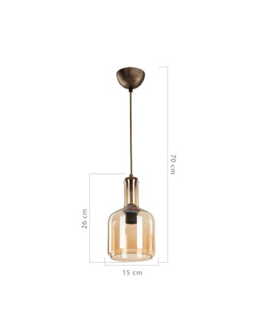 Lampada a sospensione Boston MDL3554 con diffusore vetro fumè