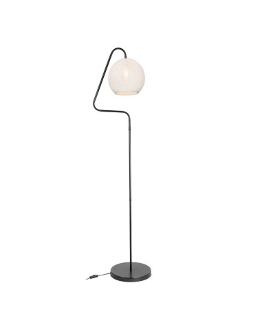 Lampada da terra a stelo Yumak MDL4256 grigio e paralume tessuto bianco