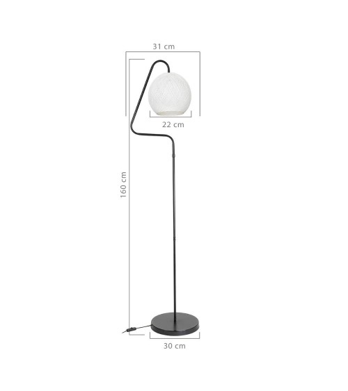 Lampada da terra a stelo Yumak MDL4256 grigio e paralume tessuto bianco