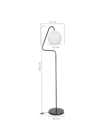 Lampada da terra a stelo Yumak MDL4256 grigio e paralume tessuto bianco