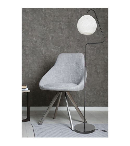 Lampada da terra a stelo Yumak MDL4256 grigio e paralume tessuto bianco