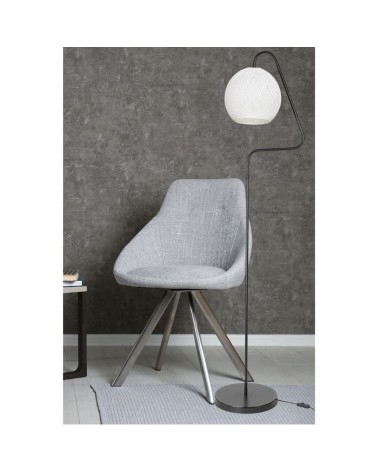 Lampada da terra a stelo Yumak MDL4256 grigio e paralume tessuto bianco