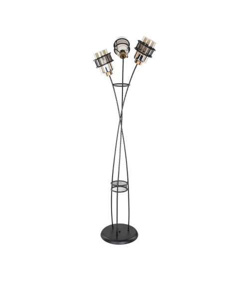 Lampada da terra Grande MDL3812 in ferro intrecciato 3 luci in vetro