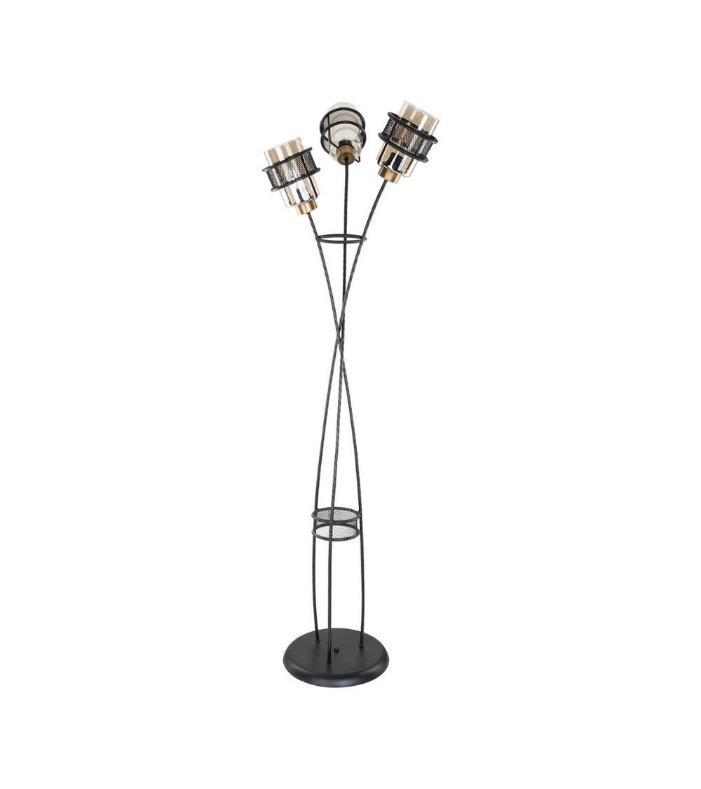 Lampada da terra Grande MDL3812 in ferro intrecciato 3 luci in vetro