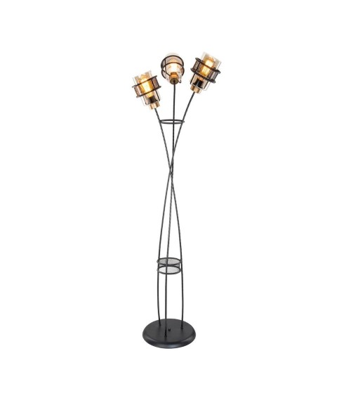 Lampada da terra Grande MDL3812 in ferro intrecciato 3 luci in vetro