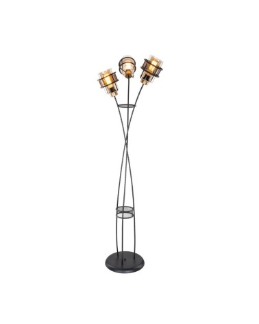 Lampada da terra Grande MDL3812 in ferro intrecciato 3 luci in vetro