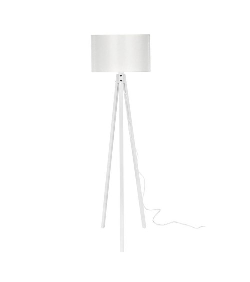 Lampada da terra Rodi ASZ1233 treppiede legno e paralume tessuto bianco