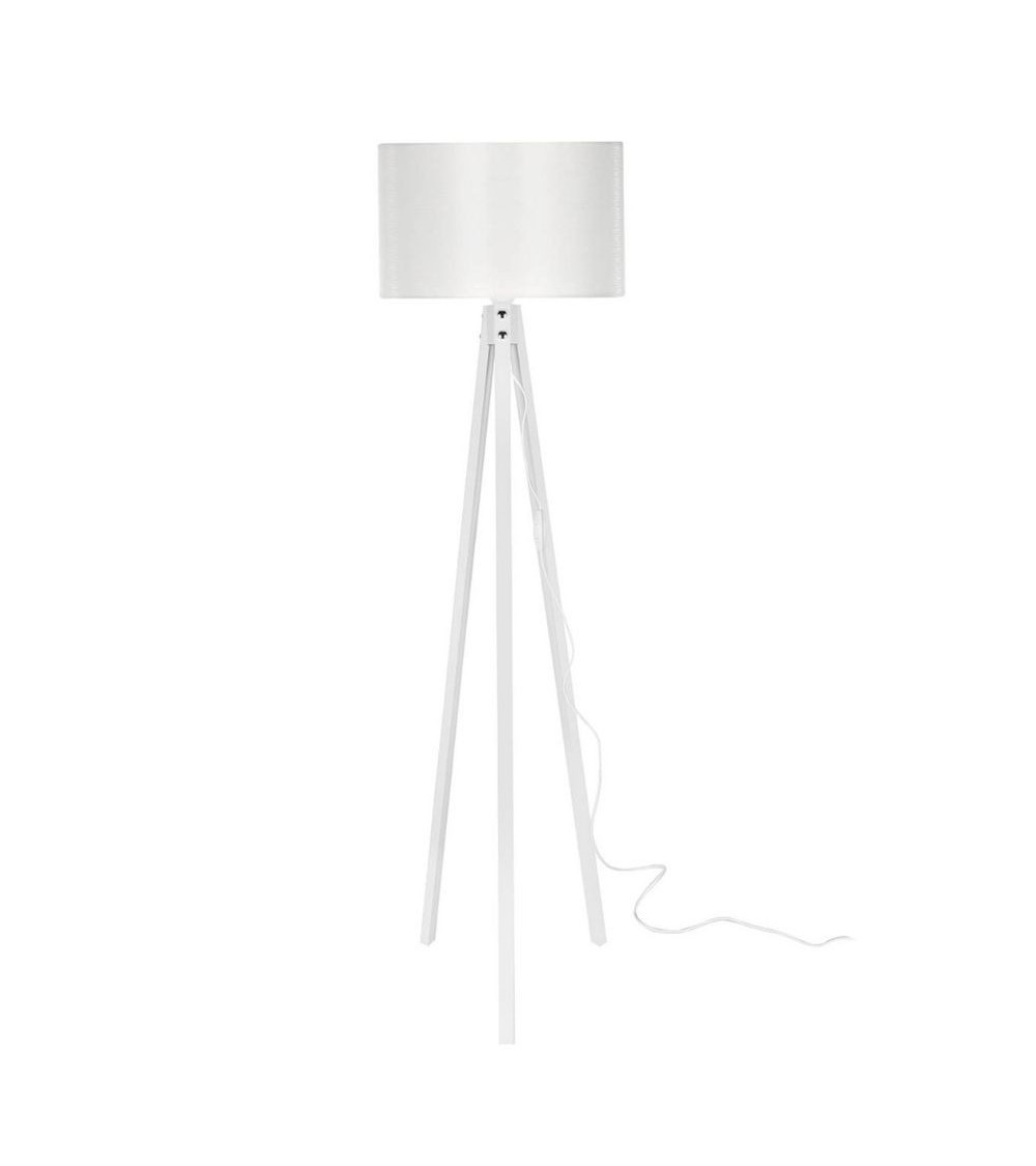 Lampada da terra Rodi ASZ1233 treppiede legno e paralume tessuto bianco