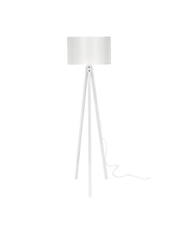 Lampada da terra Rodi ASZ1233 treppiede legno e paralume tessuto bianco