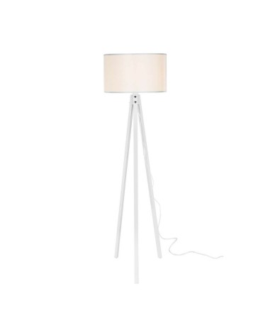 Lampada da terra Rodi ASZ1233 treppiede legno e paralume tessuto bianco