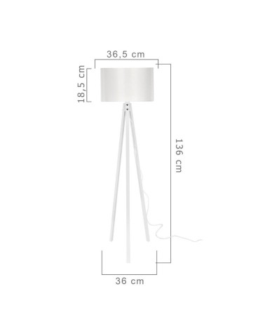 Lampada da terra Rodi ASZ1233 treppiede legno e paralume tessuto bianco