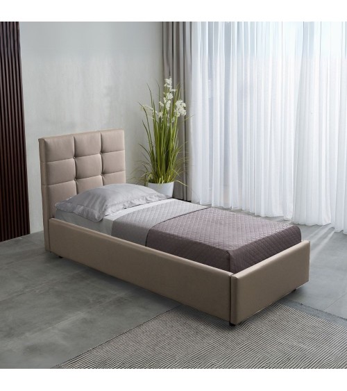 Letto singolo con contenitore Napoli tortora
