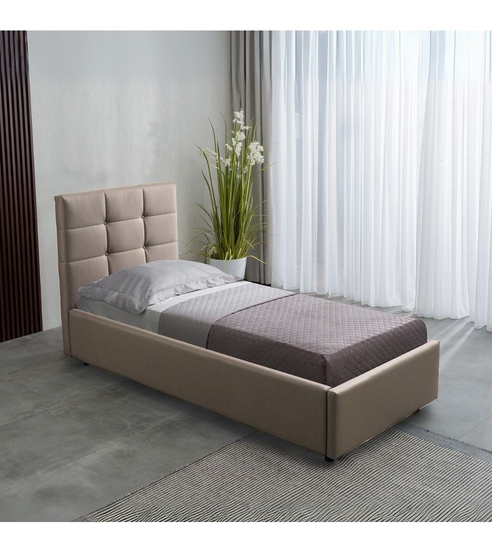 Letto singolo con contenitore Napoli tortora