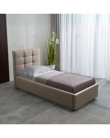 Letto singolo con contenitore Napoli tortora