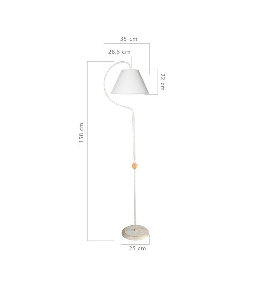 Lampada da terra a stelo Geo ASZ1043 con paralume tessuto bianco
