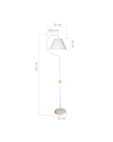 Lampada da terra a stelo Geo ASZ1043 con paralume tessuto bianco
