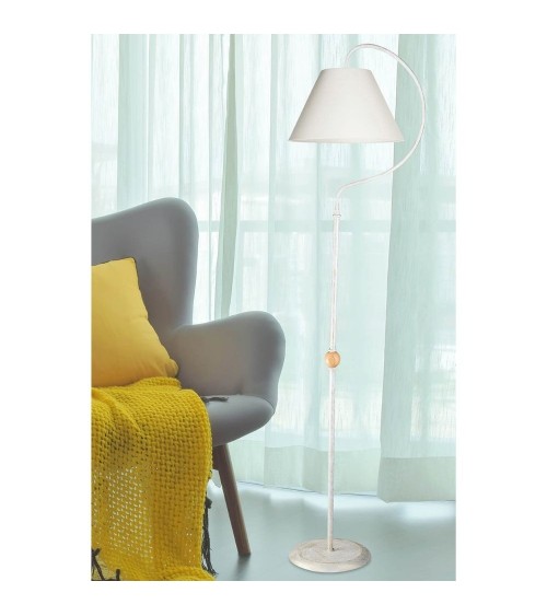 Lampada da terra a stelo Geo ASZ1043 con paralume tessuto bianco
