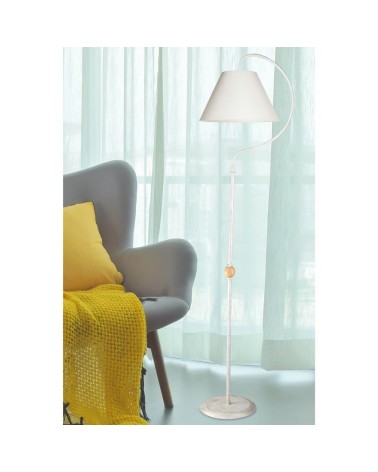 Lampada da terra a stelo Geo ASZ1043 con paralume tessuto bianco