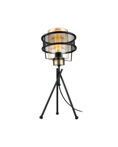 Lampada da tavolo Grande MDL3713 in ferro intrecciato paralume vetro