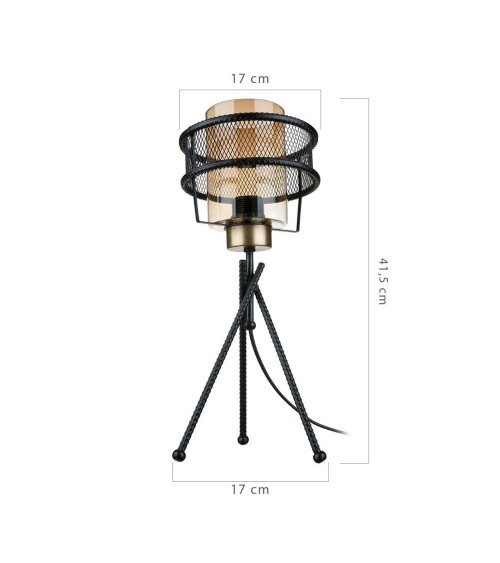Lampada da tavolo Grande MDL3713 in ferro intrecciato paralume vetro