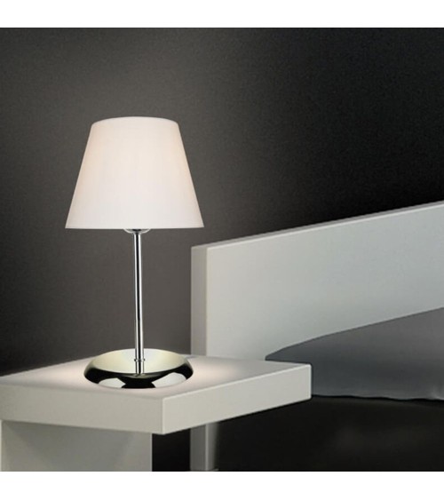Lampada da tavolo Elva ASZ1047 in metallo e paralume tessuto