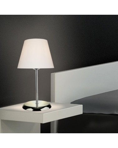 Lampada da tavolo Elva ASZ1047 in metallo e paralume tessuto