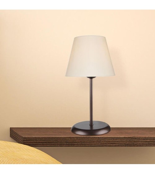 Lampada da tavolo Elva ASZ1050 in metallo e paralume tessuto