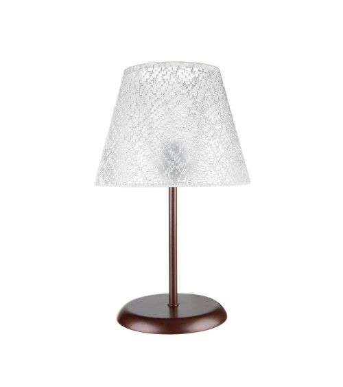 Lampada da tavolo Elva MNG3065 in metallo e paralume tessuto ricamo