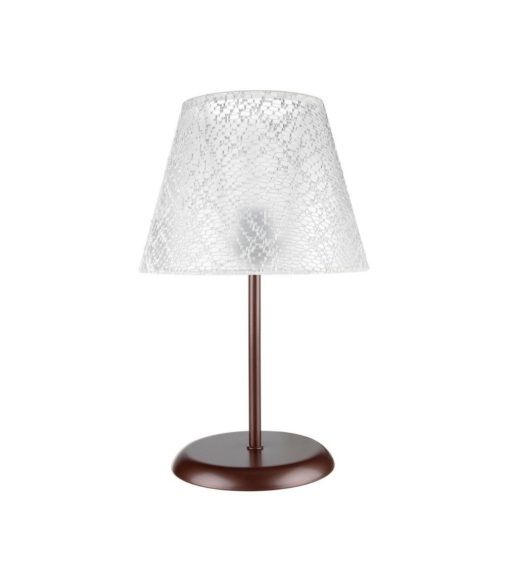 Lampada da tavolo Elva MNG3065 in metallo e paralume tessuto ricamo