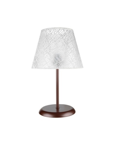 Lampada da tavolo Elva MNG3065 in metallo e paralume tessuto ricamo