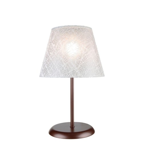 Lampada da tavolo Elva MNG3065 in metallo e paralume tessuto ricamo