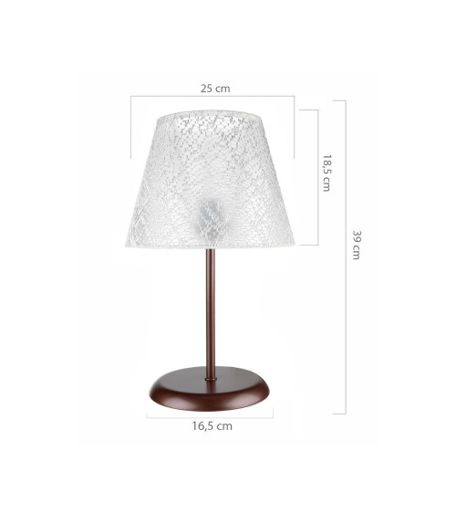 Lampada da tavolo Elva MNG3065 in metallo e paralume tessuto ricamo