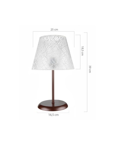 Lampada da tavolo Elva MNG3065 in metallo e paralume tessuto ricamo