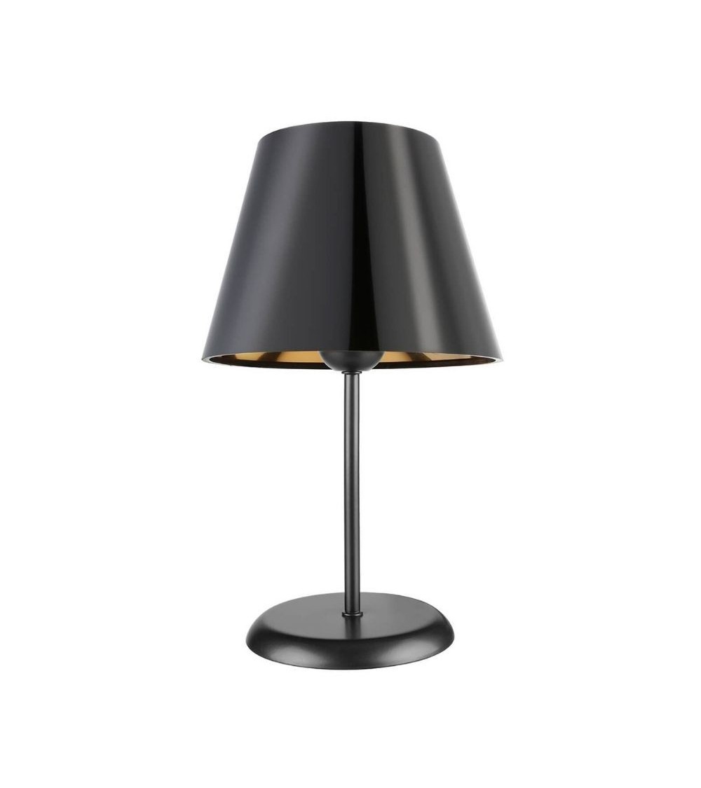 Lampada da tavolo Verda ASZ1212 in metallo e paralume tessuto nero
