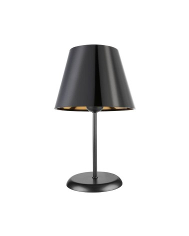 Lampada da tavolo Verda ASZ1212 in metallo e paralume tessuto nero