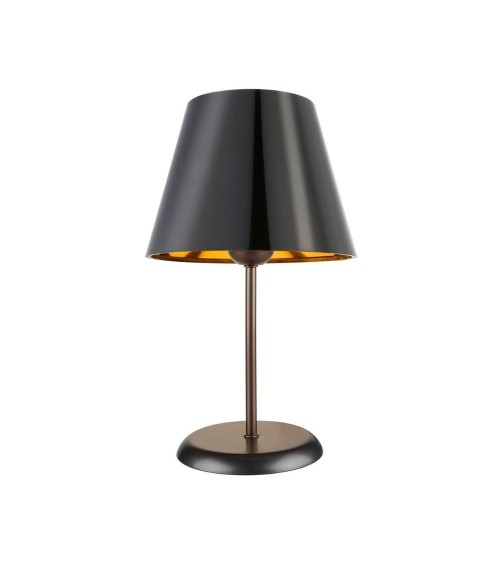 Lampada da tavolo Verda ASZ1212 in metallo e paralume tessuto nero