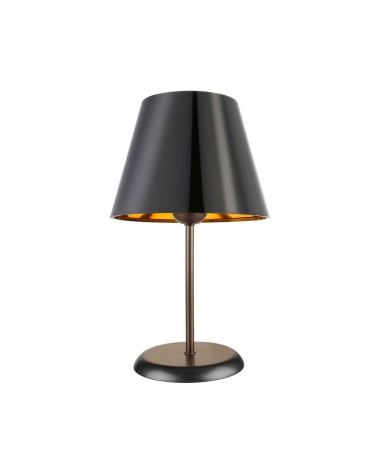 Lampada da tavolo Verda ASZ1212 in metallo e paralume tessuto nero